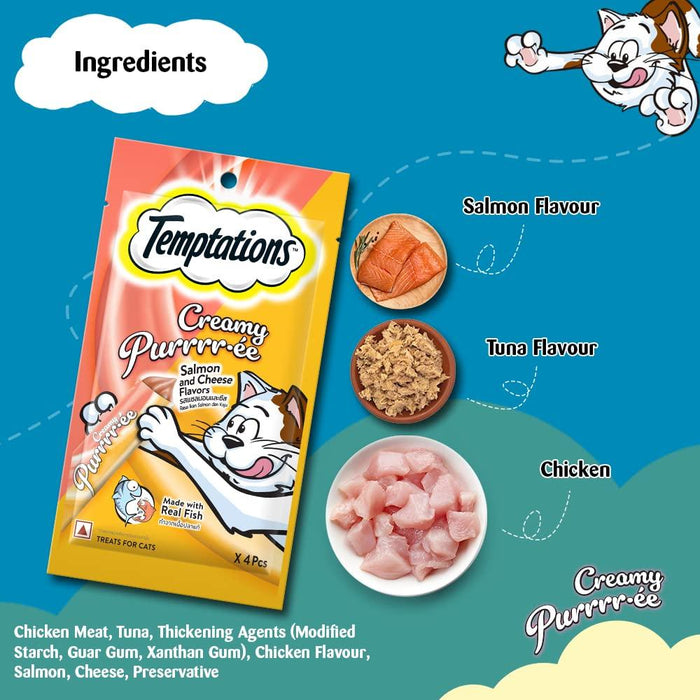Temptations Creamy Purrrr-ee Salmon & Cheese Flavor Cat Treats - Ofypets