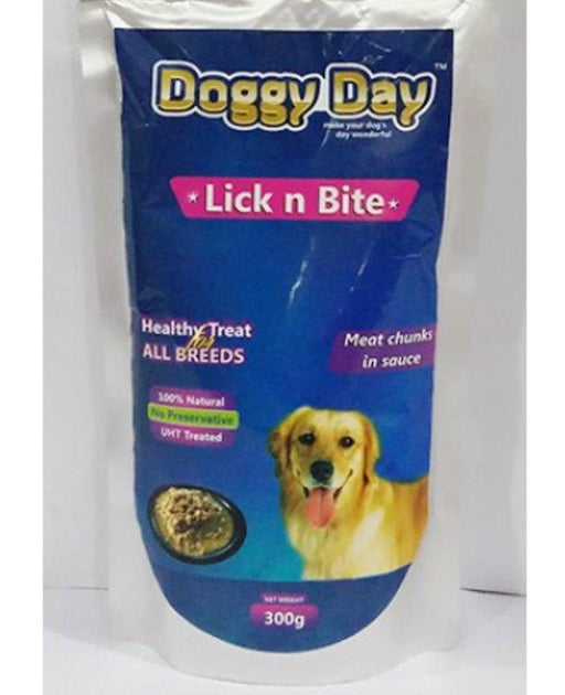 Doggy Day Lick n Bite Adult Dog Food Meat Chunks in Sauce Gravy Wet Food - Ofypets