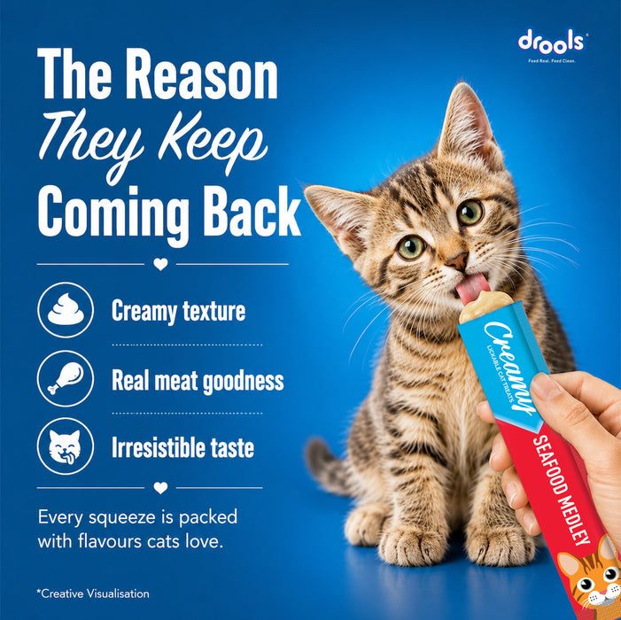 Drools Creamy Seafood Medley Sticks Treats for Cat