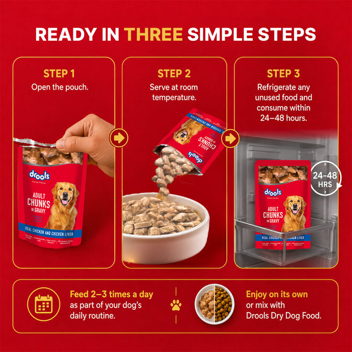 Drools Adult Chicken Chunks Gravy Food for Dogs