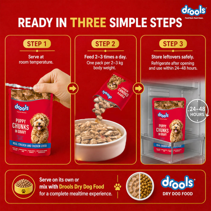 Drools Puppy Chicken Chunks Gravy Food for Dog