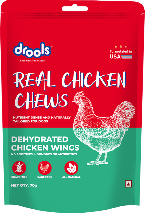 Drools Dehydrated Real Chicken Chews Wings Treats for Dog