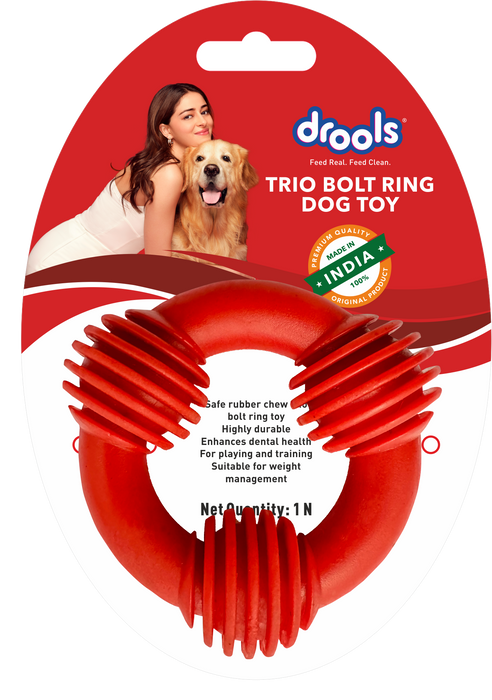 Drools Non-Toxic Rubber Trio Bolt Ring Toy for Dog