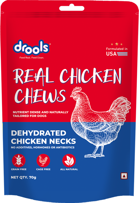 Drools Dehydrated Real Chicken Chews Necks Treats for Dog