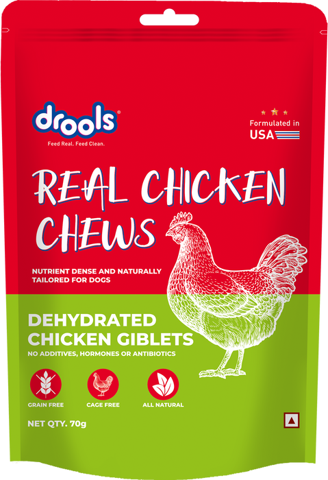 Drools Dehydrated Real Chicken Chews Giblets Treats for Dog