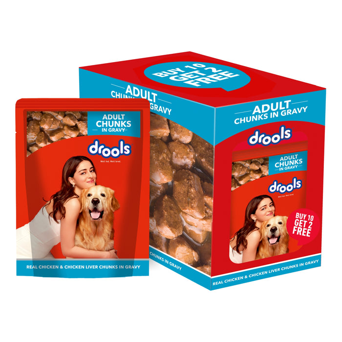 Drools Adult Chicken Chunks Gravy Food for Dogs