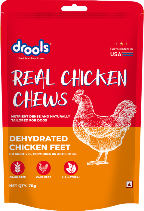 Drools Dehydrated Real Chicken Chews Feet Treats for Dog