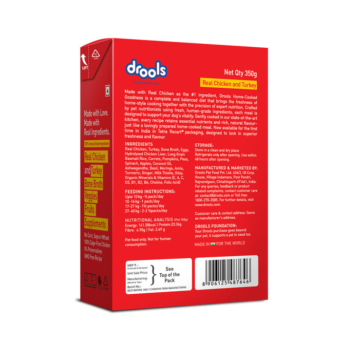 Drools Tetra Pack Real Chicken and Turkey Food for Dog