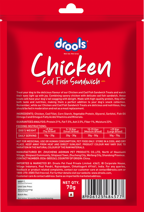 Drools Cod Fish Sandwich Treats for Dog