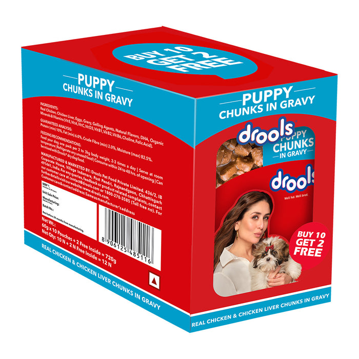 Drools Puppy Chicken Chunks Gravy Food for Dog