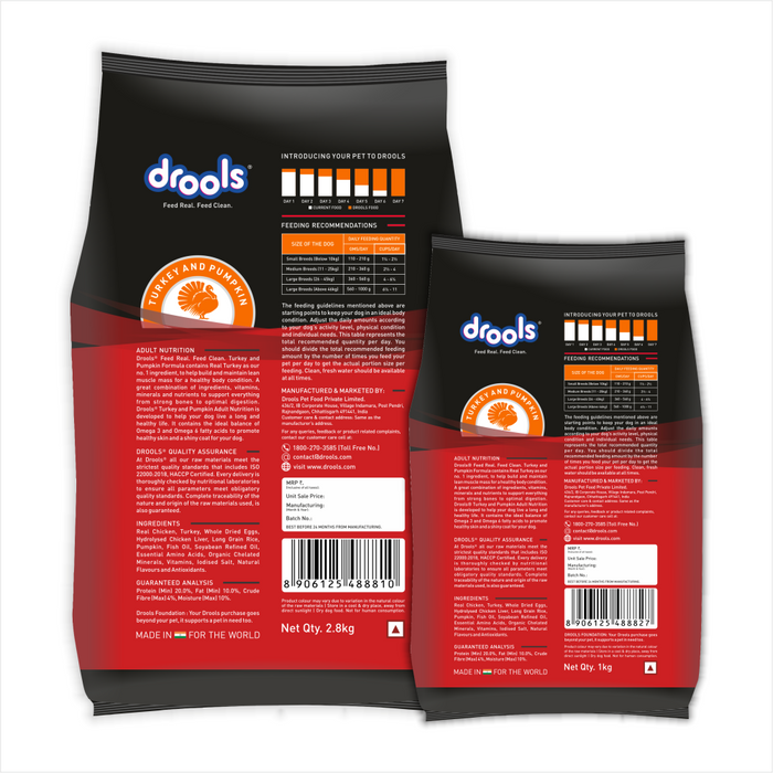 Drools Turkey with Wild Rice and Pumpkin Chunks in Gravy Adult Food for Dog