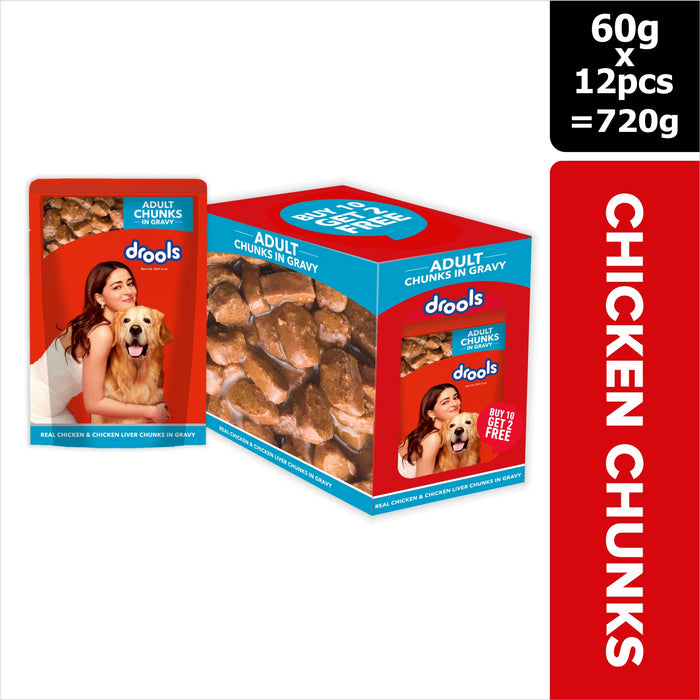 Drools Adult Chicken Chunks Gravy Food for Dogs