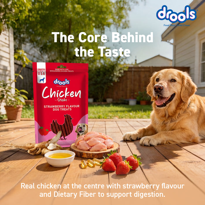 Drools Chicken Strawberry Flavor Treats Sticks for Dog