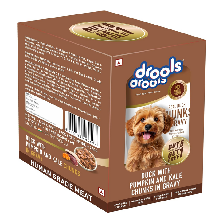 Drools Duck with Pumpkin and Tomato Chunks in Gravy Adult Food for Dog