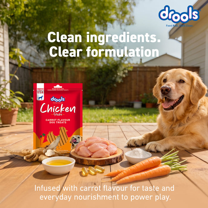 Drools Chicken Carrot Flavor Treats Sticks for Dog