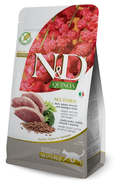 Farmina N&D Quinoa Grain Free Duck and Broccoli Neutered Cat Food