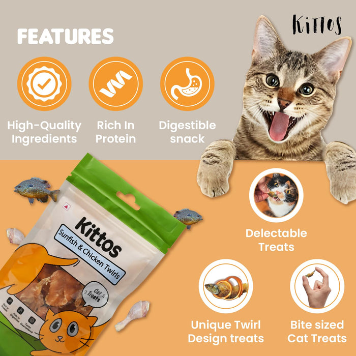 Kittos Purr-fect Sunfish & Chicken Twirls Cat Treats