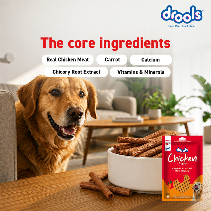 Drools Chicken Carrot Flavor Treats Sticks for Dog