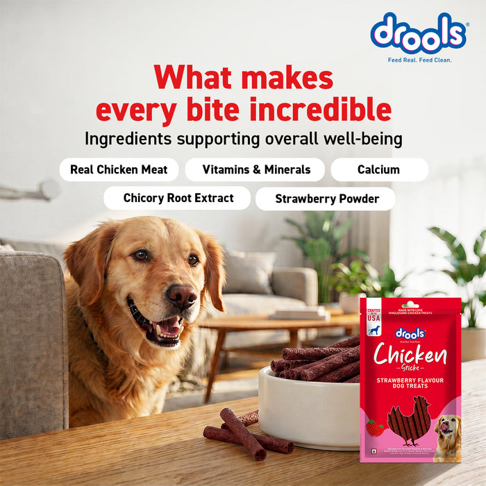 Drools Chicken Strawberry Flavor Treats Sticks for Dog