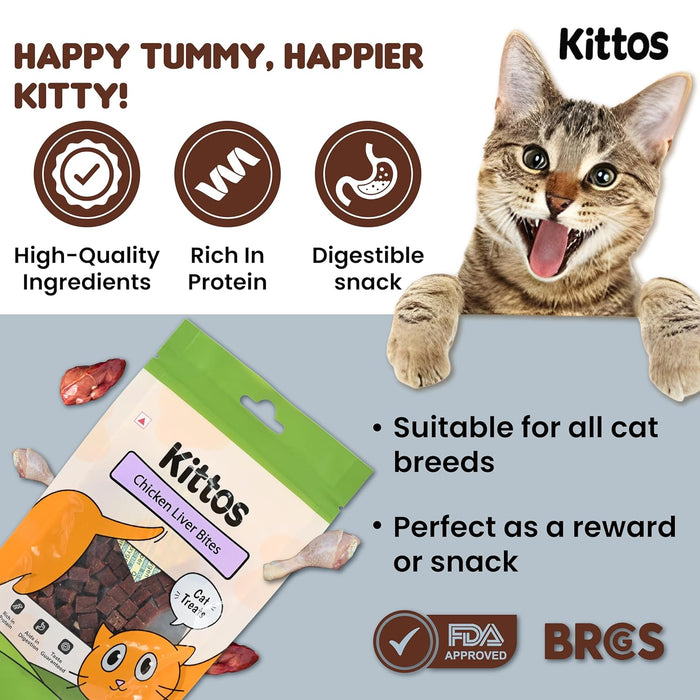 Kittos Purr-fect Chicken Liver Bites Cat Treats