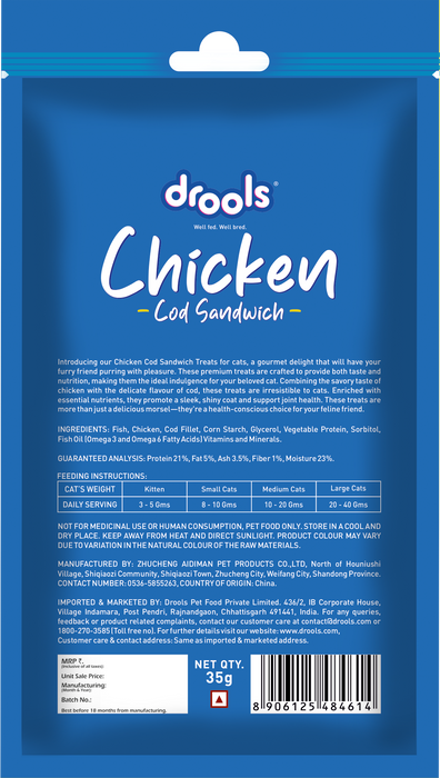 Drools Chicken Cod Sandwich Treats for Cat