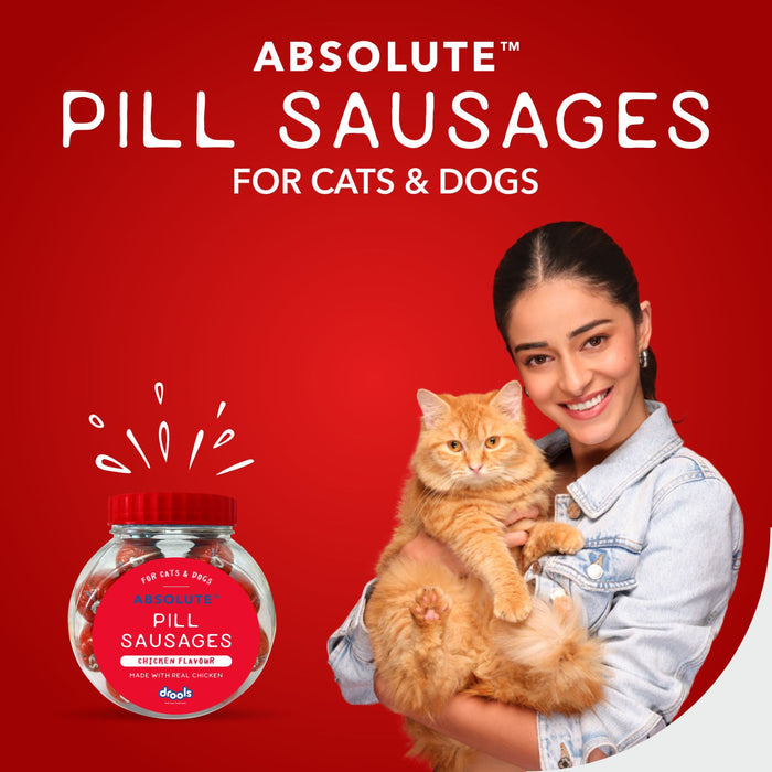 Drools Absolute Pill Sausage Treats with Real Chicken for Dogs and Cats