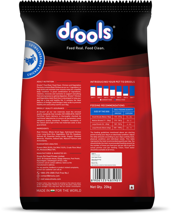 Drools Adult Nutrition Chicken and Veg Food for Dog