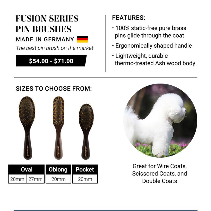 Chris Christensen Oval Brass Pin Brush Fusion Series for Dog