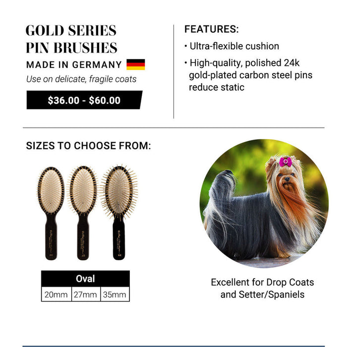 Chris Christensen Gold Series Oval Pin Brushes for Dog
