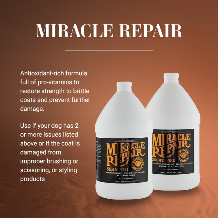 Chris Christensen Diamond Series Miracle Repair Shampoo for Dogs and Cats bottle label