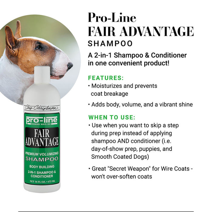 Chris Christensen Pro-Line Fair Advantage Shampoo for Dogs shampoo bottle close-up