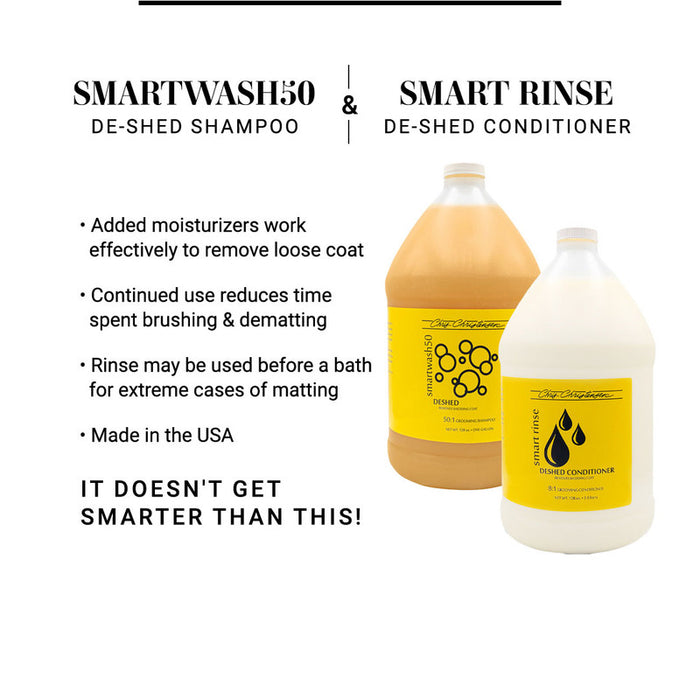 Chris Christensen Smart Wash50 De-Shed Shampoo for Dogs and Cats bottle label