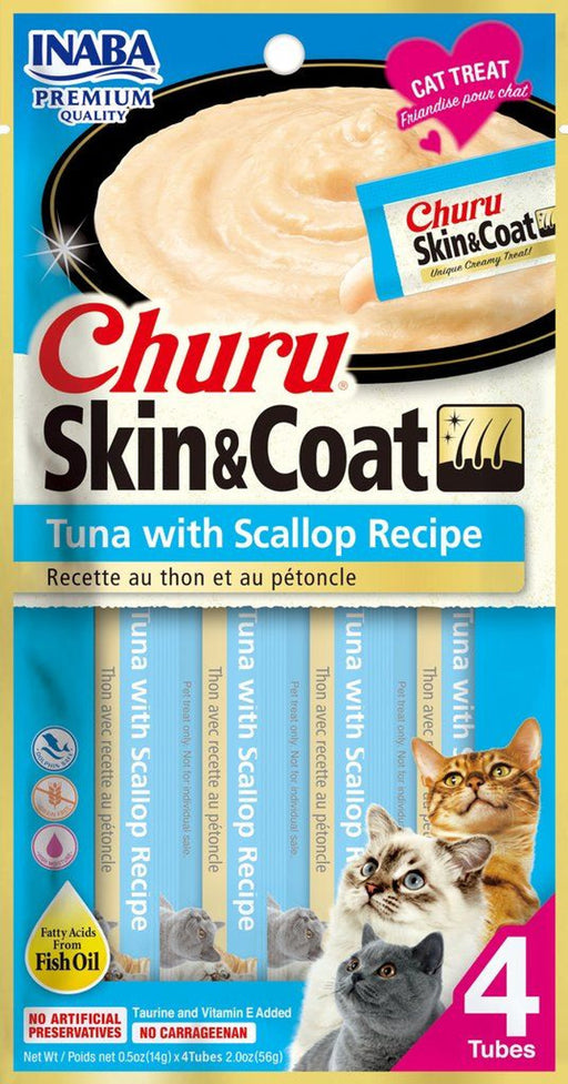 Inaba Churu Skin & Coat Tuna with Scallop Recipe cat treat