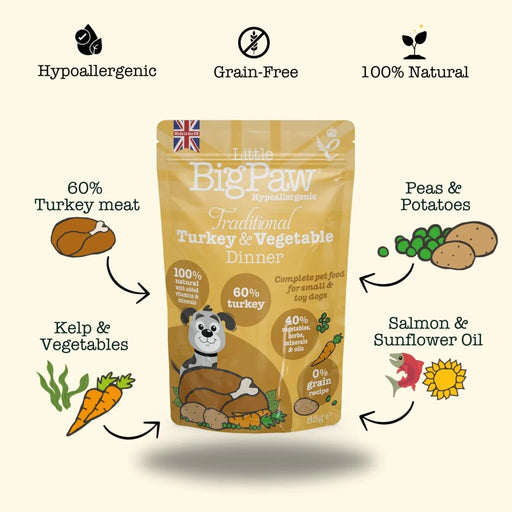 Little Big Paw Traditional Turkey Vegetable Dinner Dog Food 150g