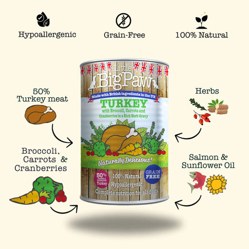 Little Big Paw Turkey and Cranberries Wet Dog Food 390g
