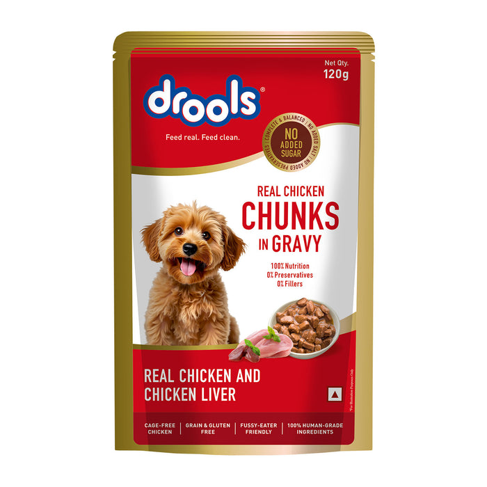 Drools Real Chicken and Liver Chunks in Gravy Adult Food for Dog