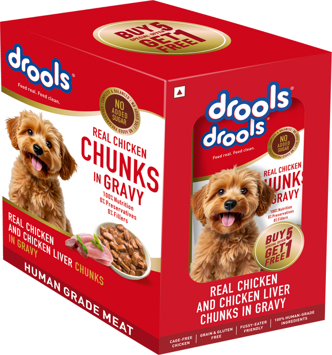 Drools Real Chicken and Liver Chunks in Gravy Adult Food for Dog