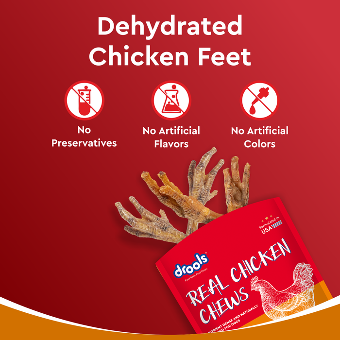 Drools Dehydrated Real Chicken Chews Feet Treats for Dog