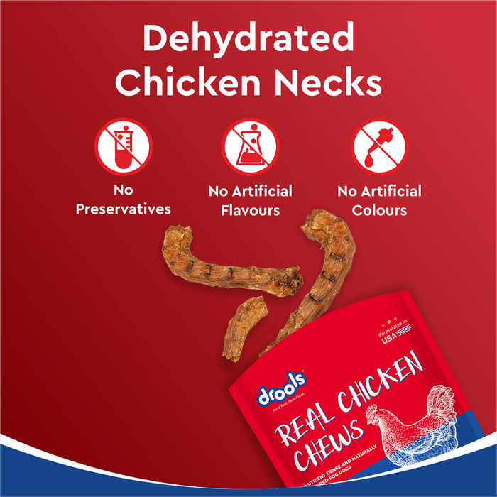 Drools Dehydrated Real Chicken Chews Necks Treats for Dog