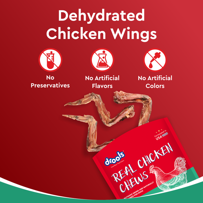 Drools Dehydrated Real Chicken Chews Wings Treats for Dog