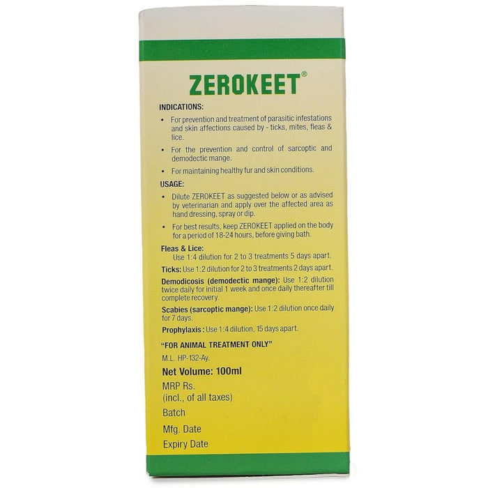 Ayurvet Zerokeet Ectoparasite Tick and Flea Control for Dogs - Ofypets