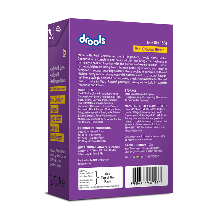 Drools Tetra Pack Real Chicken Biryani Food for Dog