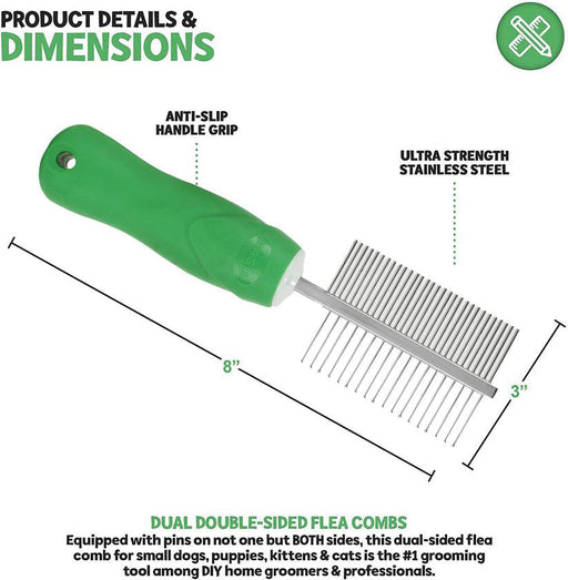 Basil Double Sided Comb Stainless Steel for Grooming Dogs and Cats - Ofypets