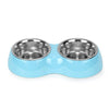 Basil Melamine and Stainless Steel Double Bowl for Dogs and Cats (Colour May Vary) - Ofypets