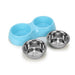 Basil Melamine and Stainless Steel Double Bowl for Dogs and Cats (Colour May Vary) - Ofypets