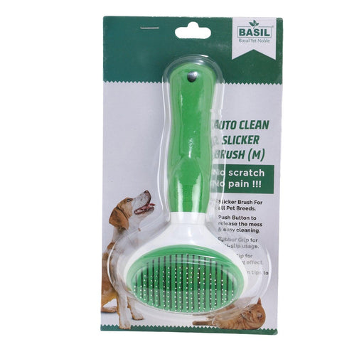 Basil Self Cleaning Slicker Brush for Grooming Dog and Cats - Ofypets