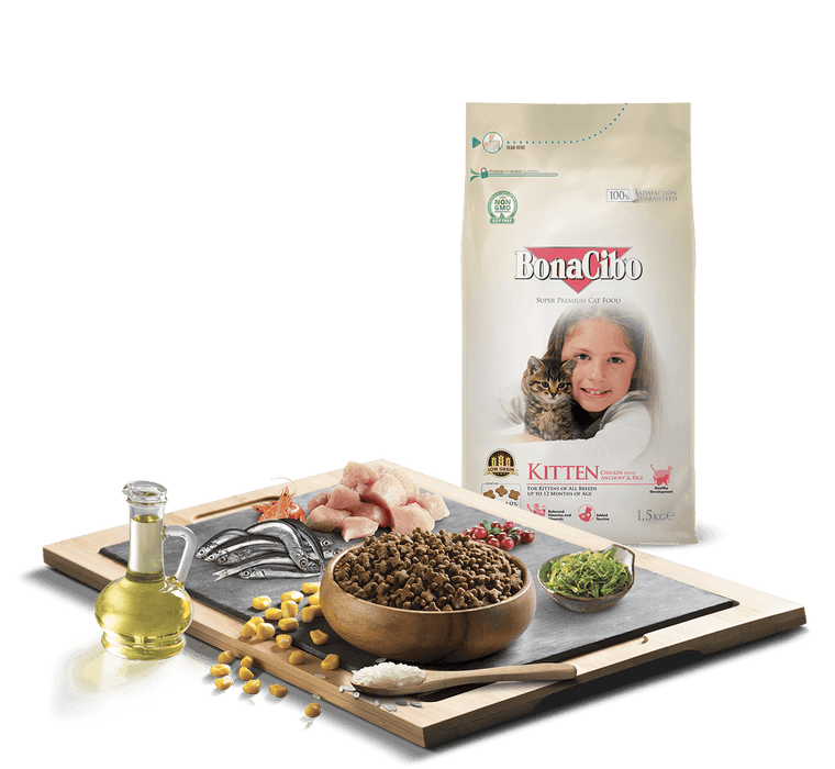 Bonacibo Chicken with Anchovy and Rice Premium Kitten Food - Ofypets