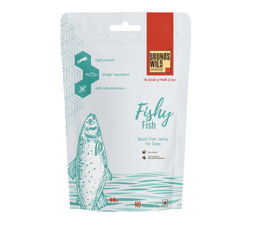 Brunos Wild Essentials Fishy Fish with Basil Jerky Natural Dehydrated Dog Treats - Ofypets