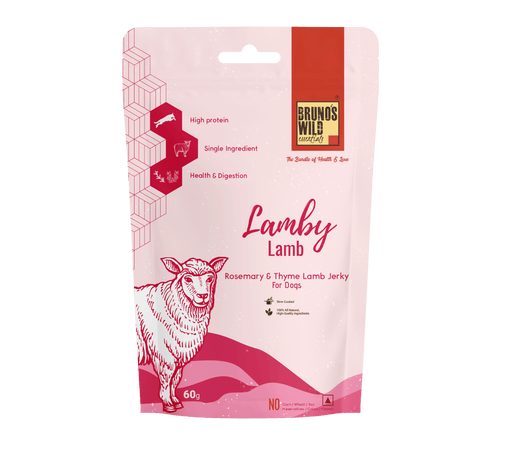 Brunos Wild Essentials Lamby Lamb with Rosemary and Thyme Jerky Natural Dehydrated Dog Treats - Ofypets