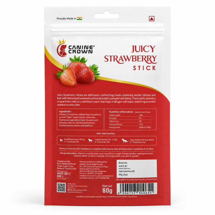 Canine Crown Juicy Strawberry Sticks - Ofypets